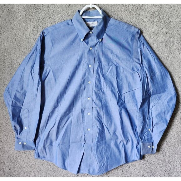 Brooks Brothers Blue Non Iron Long Sleeve Button Down Dress Shirt Size 16 Cotton - Picture 1 of 12